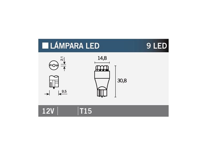 LED žarnica Vicma T15 12V 9LED (WY21W)