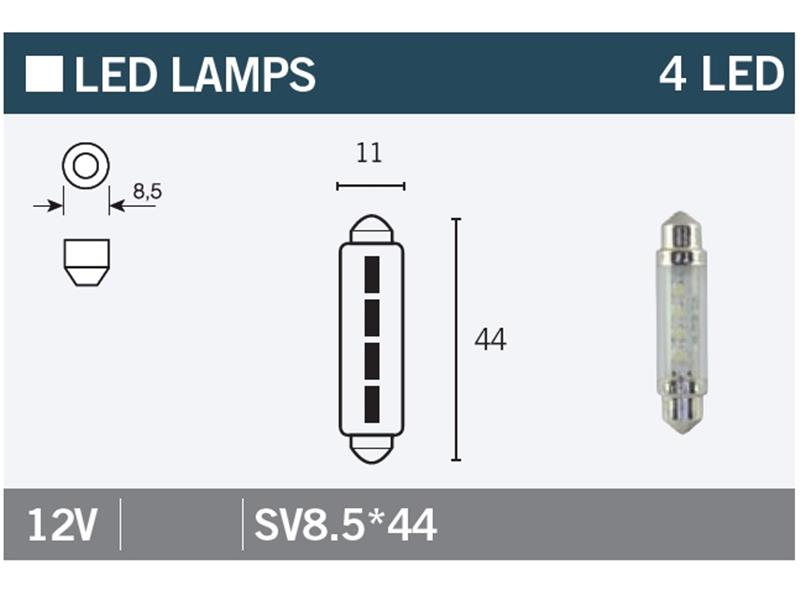 LED žarnica Vicma SV8.5*44 12V 4LED