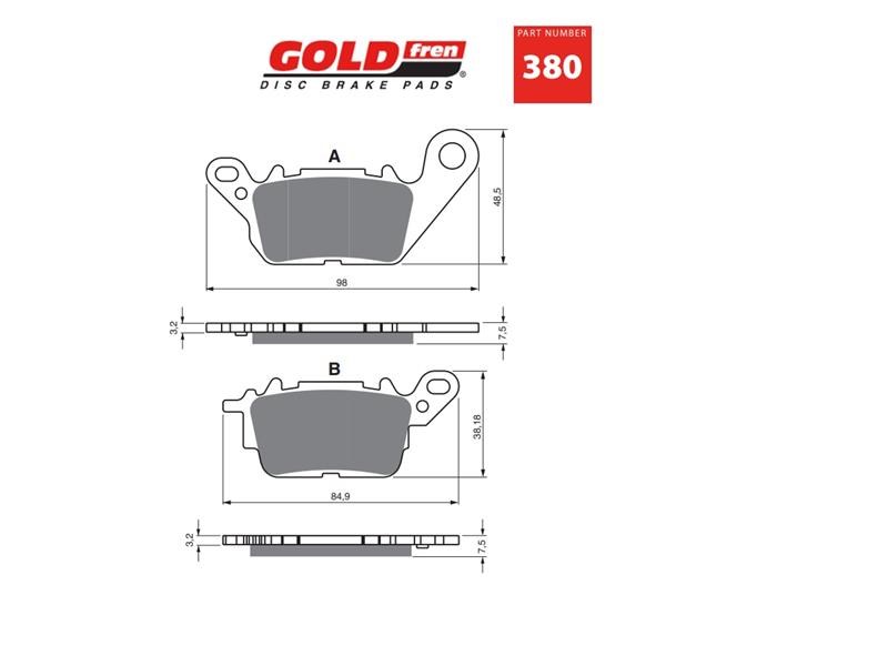 Zavorne ploščice GOLDFREN 380AD