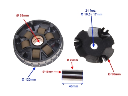 Variomat (variator) WM Piaggio 125-150ccm, višina 38mm